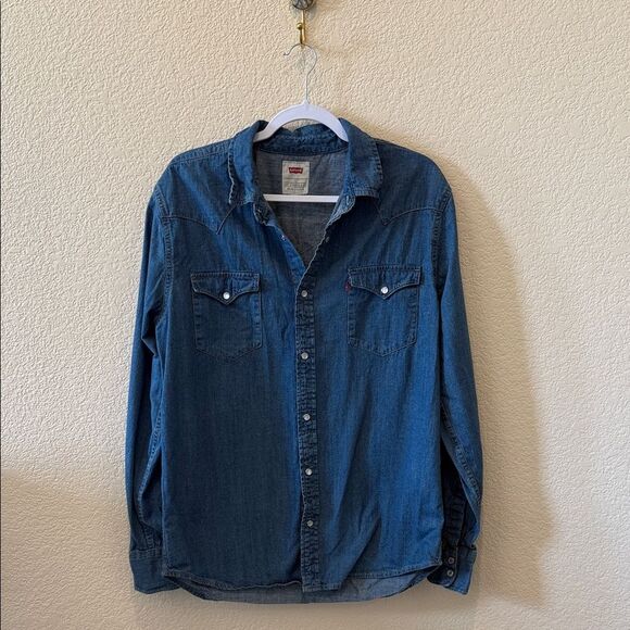 Levi's Men's Denim Long Sleeve Western Shirt BLUE 3LYLW2262  size Large - Picture 5 of 12